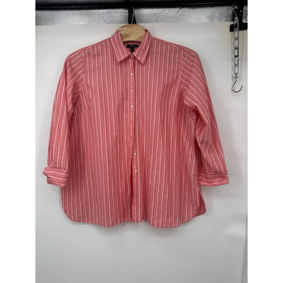 Land's End Women Long Sleeve Button Up Shirt 3X Flip Cuff Roll Tab Breathable - Picture 2 of 11